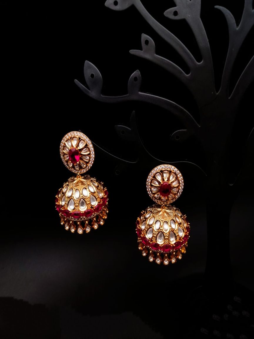 JHUMKA IN KUNDAN (VILANDI) STYLE | DESIGN - 90038