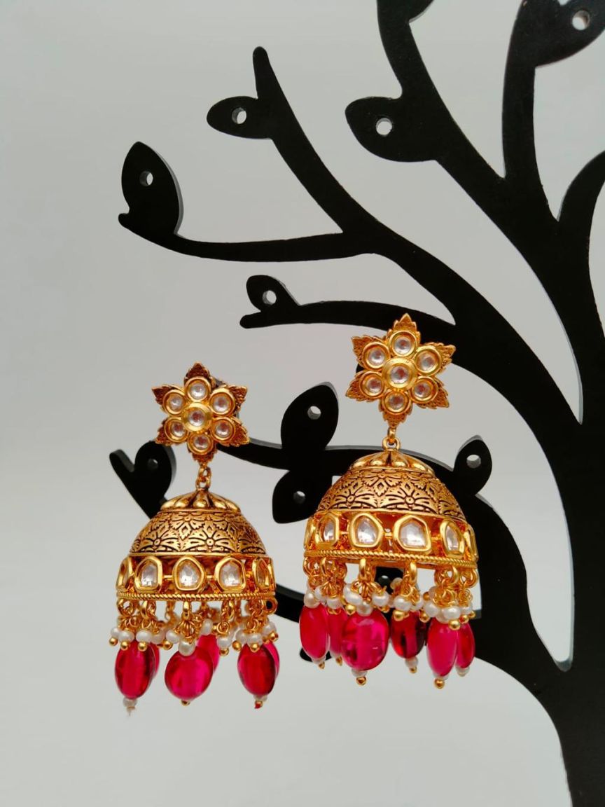 JHUMKA IN KUNDAN (VILANDI) STYLE | DESIGN - 90053
