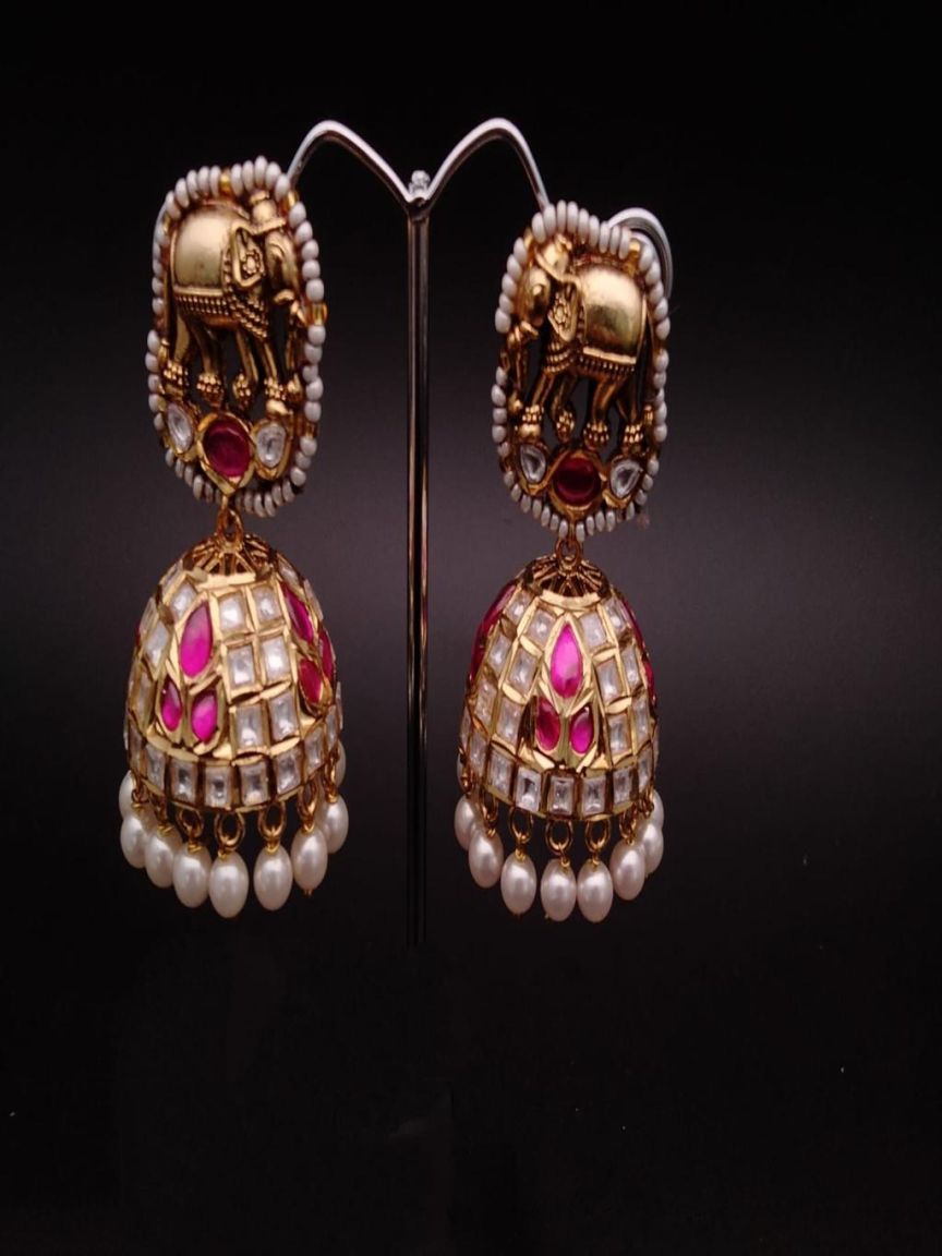 JHUMKA IN KUNDAN (VILANDI) STYLE | DESIGN - 90060