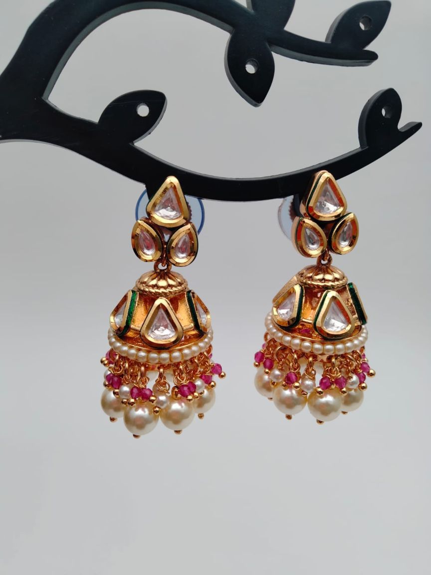 JHUMKA IN KUNDAN (VILANDI) STYLE | DESIGN - 90073