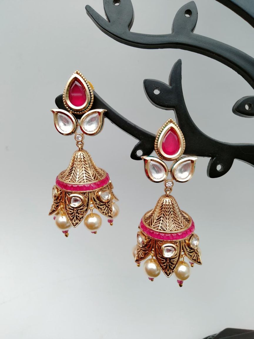 JHUMKA IN KUNDAN (VILANDI) STYLE | DESIGN - 90074
