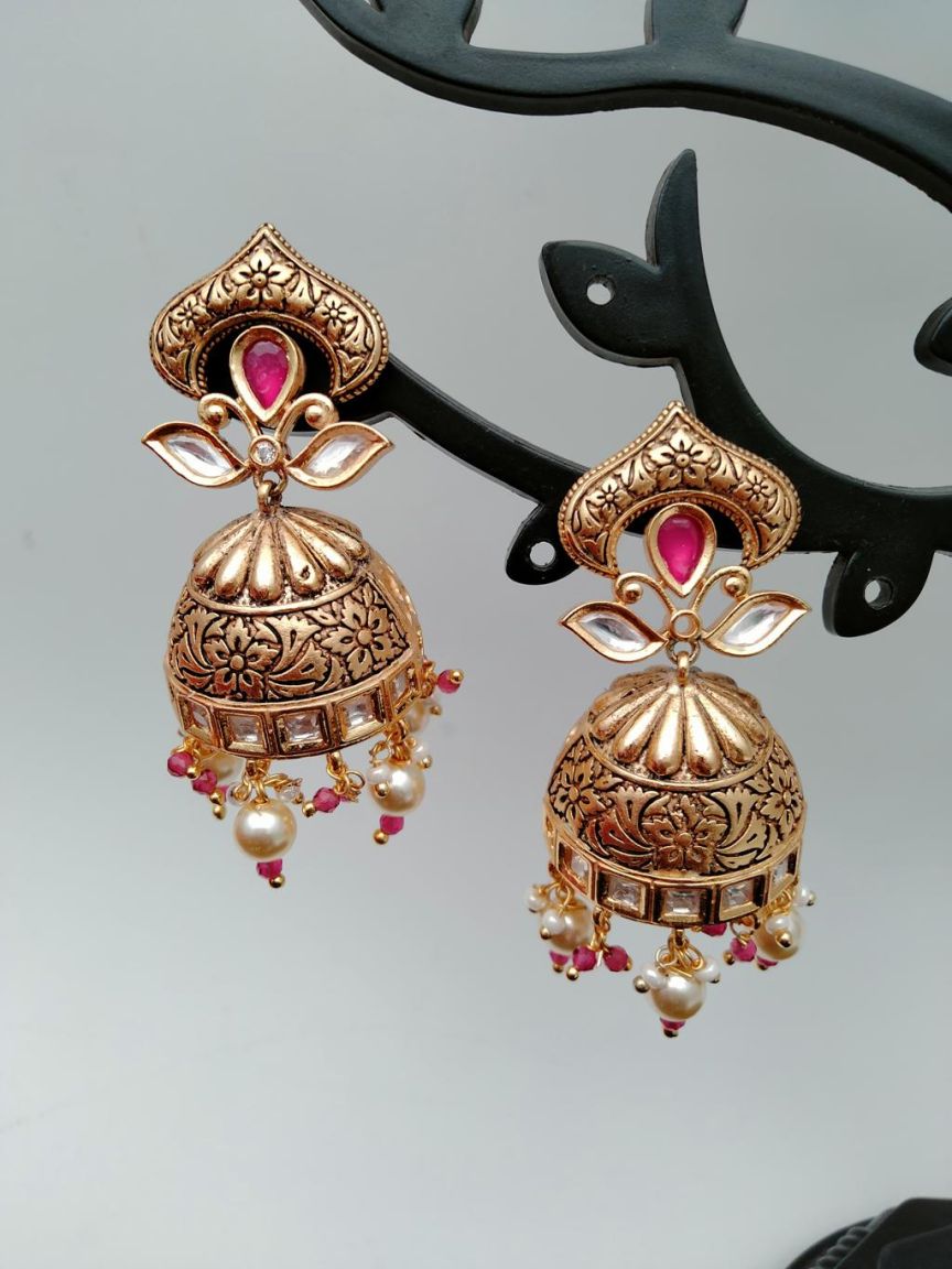 JHUMKA IN KUNDAN (VILANDI) STYLE | DESIGN - 90075