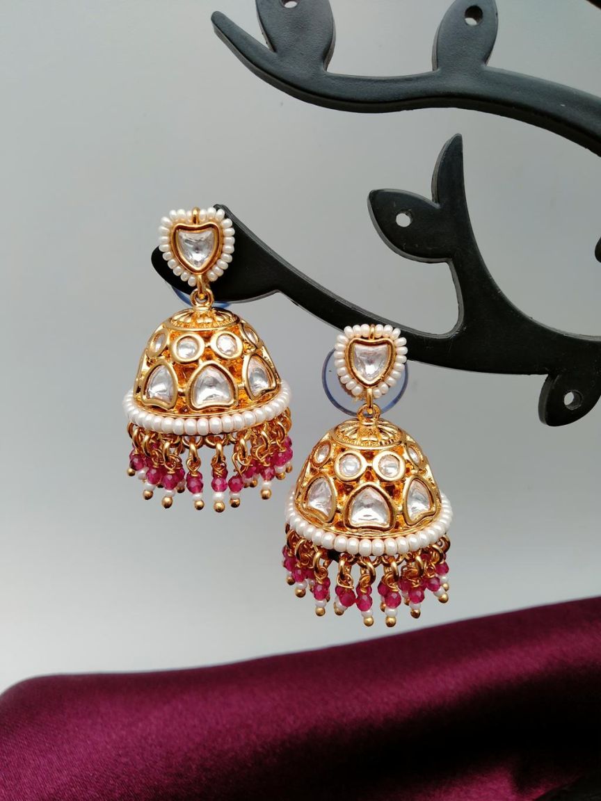 JHUMKA IN KUNDAN (VILANDI) STYLE | DESIGN - 90076