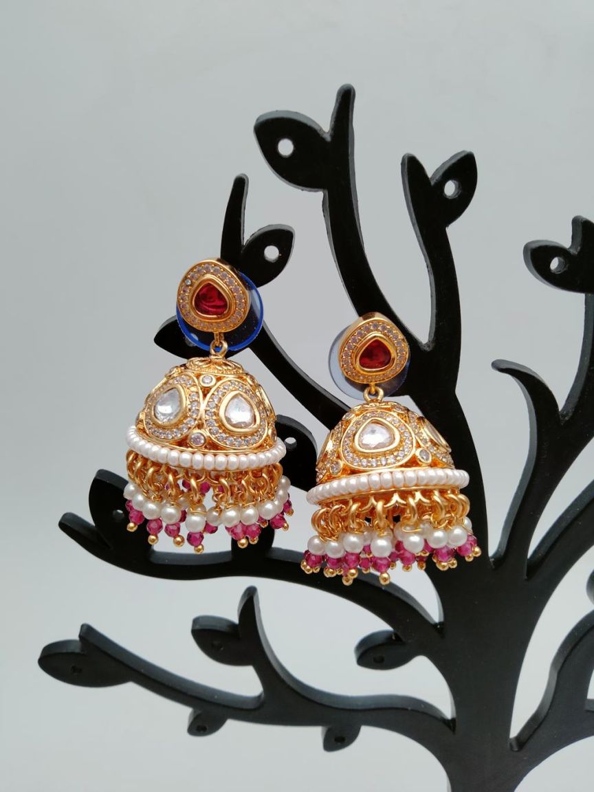 JHUMKA IN KUNDAN (VILANDI) STYLE | DESIGN - 90077