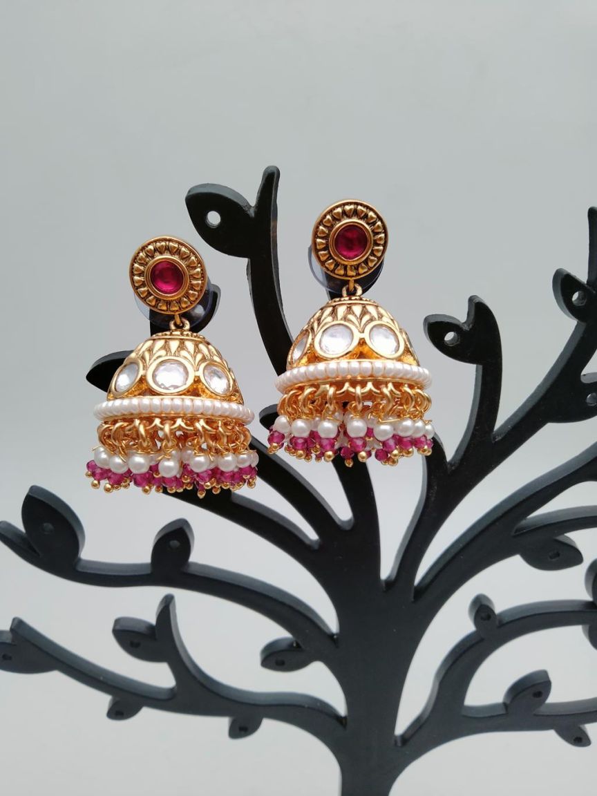 JHUMKA IN KUNDAN (VILANDI) STYLE | DESIGN - 90078