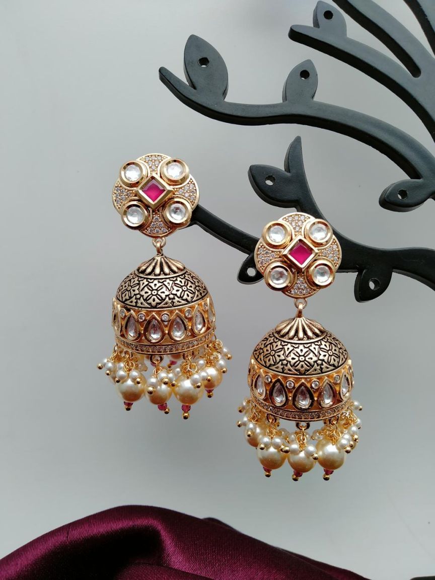 JHUMKA IN KUNDAN (VILANDI) STYLE | DESIGN - 90079