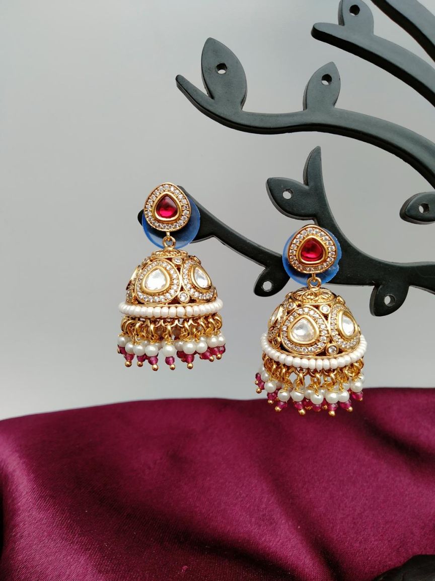 JHUMKA IN KUNDAN (VILANDI) STYLE | DESIGN - 90080