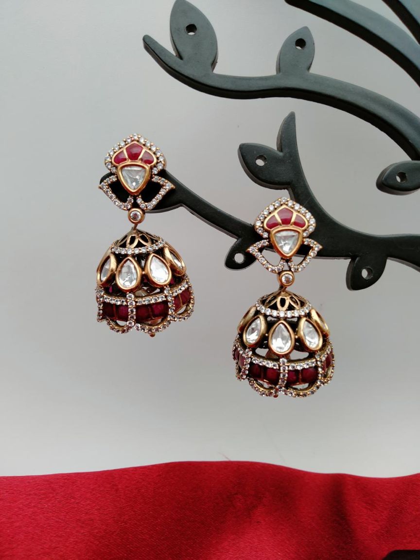 JHUMKA IN KUNDAN (VILANDI) STYLE | DESIGN - 90083