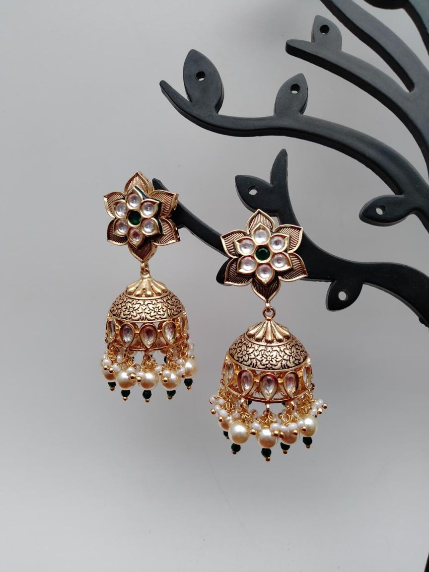 JHUMKA IN KUNDAN (VILANDI) STYLE | DESIGN - 90085