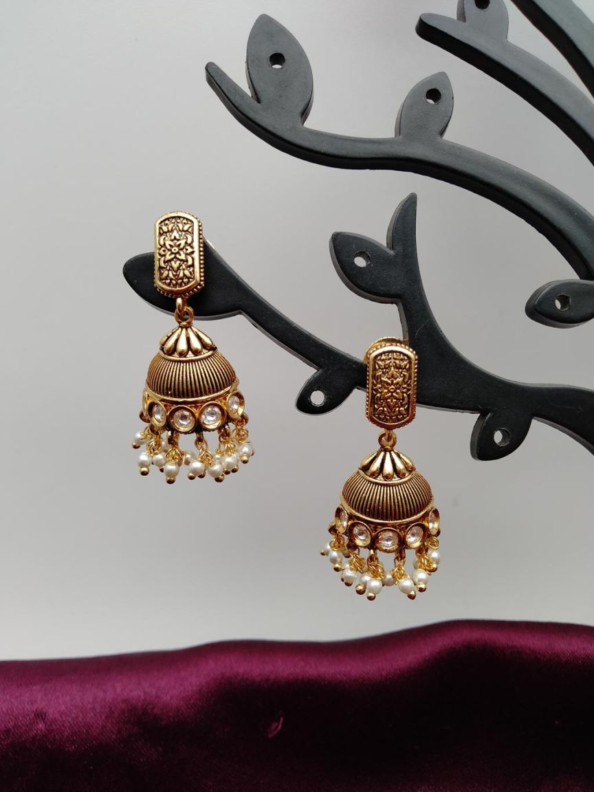 JHUMKA IN KUNDAN (VILANDI) STYLE | DESIGN - 90086