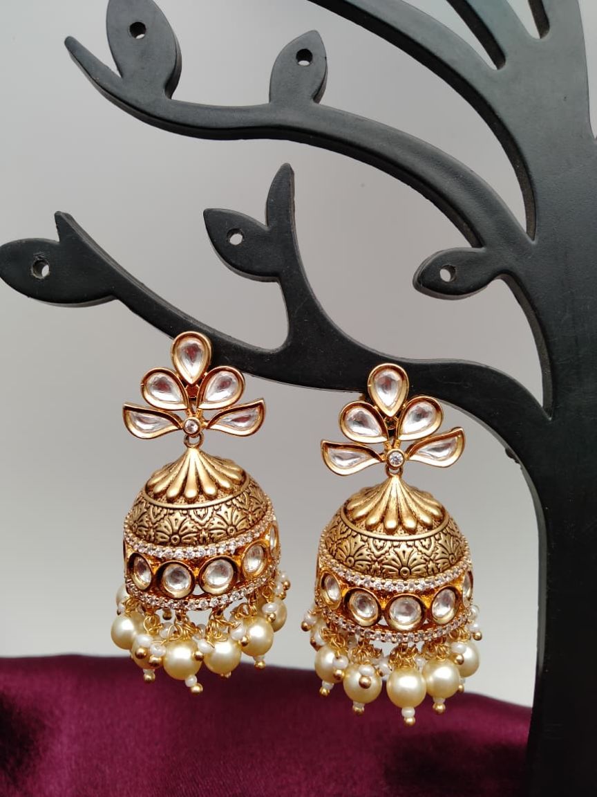 JHUMKA IN KUNDAN (VILANDI) STYLE | DESIGN - 90088