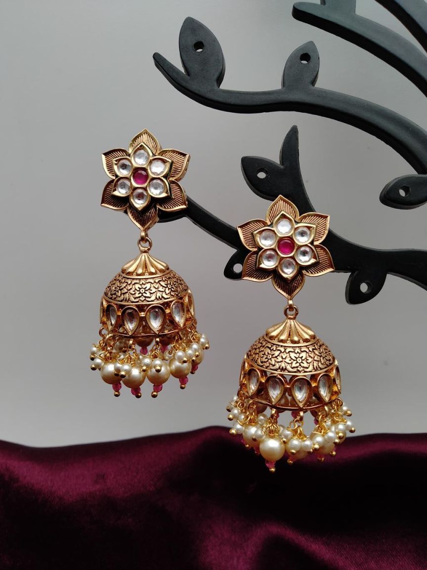 JHUMKA IN KUNDAN (VILANDI) STYLE | DESIGN - 90089