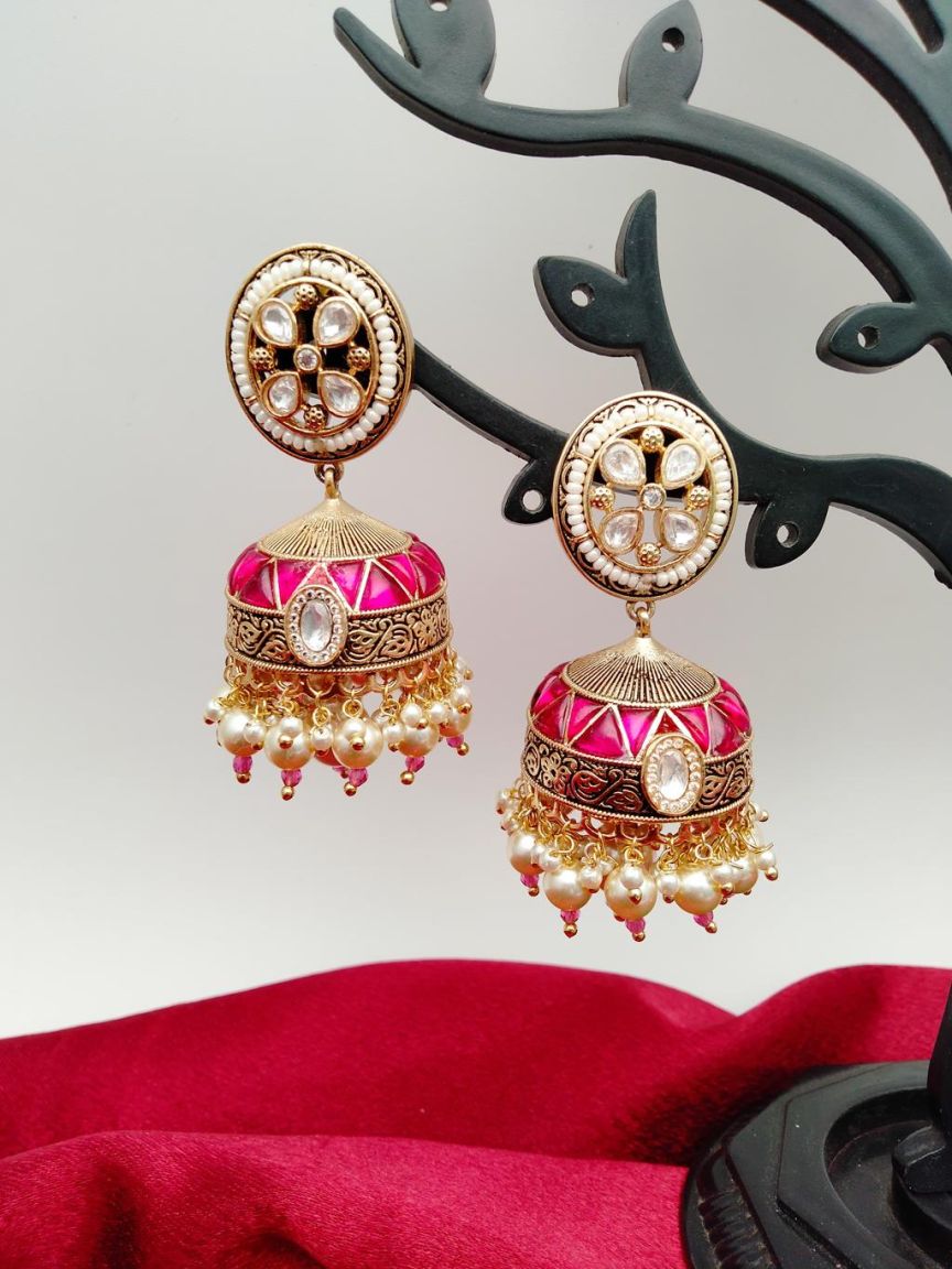 JHUMKA IN KUNDAN (VILANDI) STYLE | DESIGN - 90090