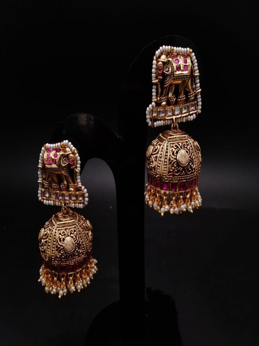 JHUMKA IN POLKI (GOLD POLISH) STYLE | DESIGN - 89013