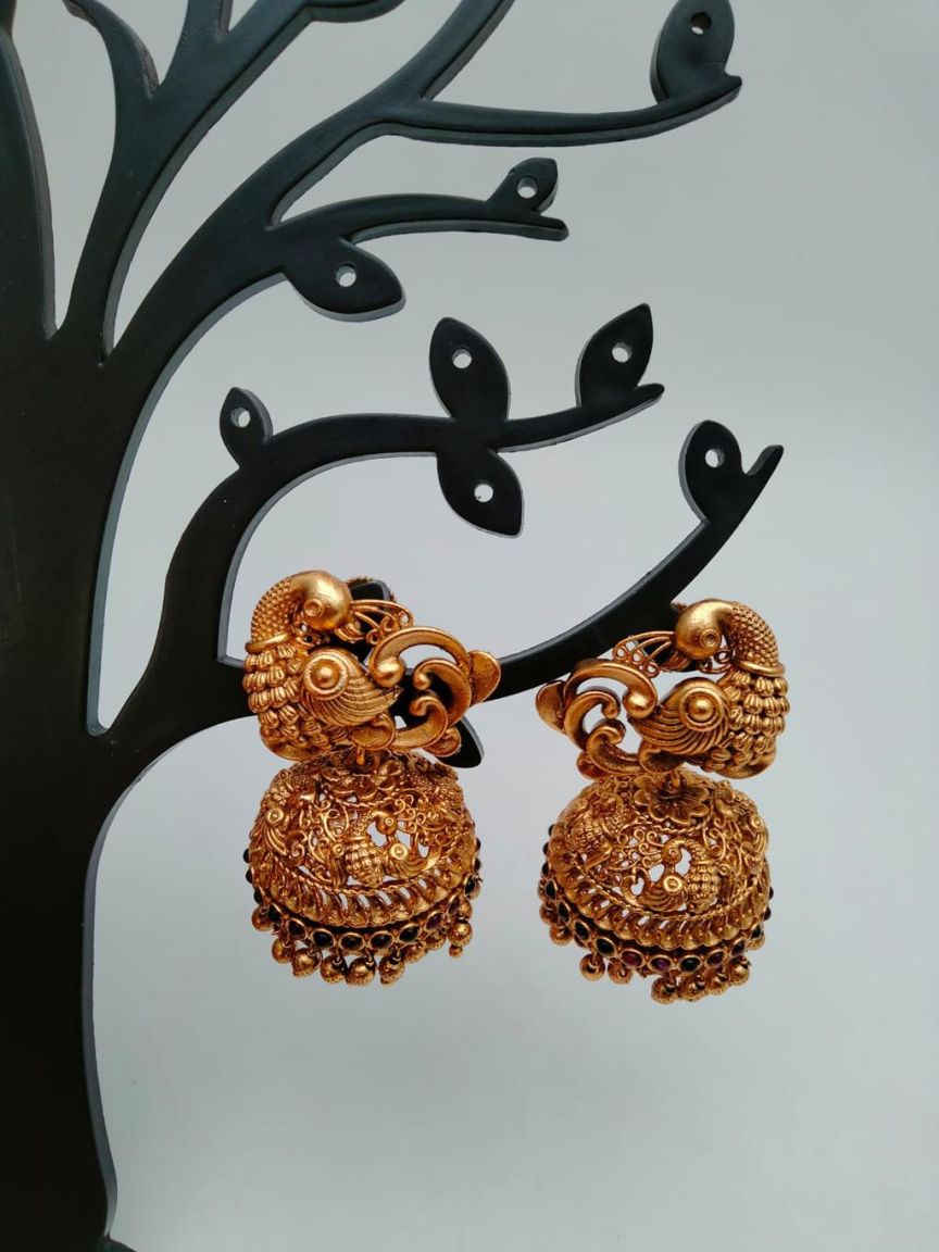 JHUMKA IN POLKI (GOLD POLISH) STYLE | DESIGN - 89016