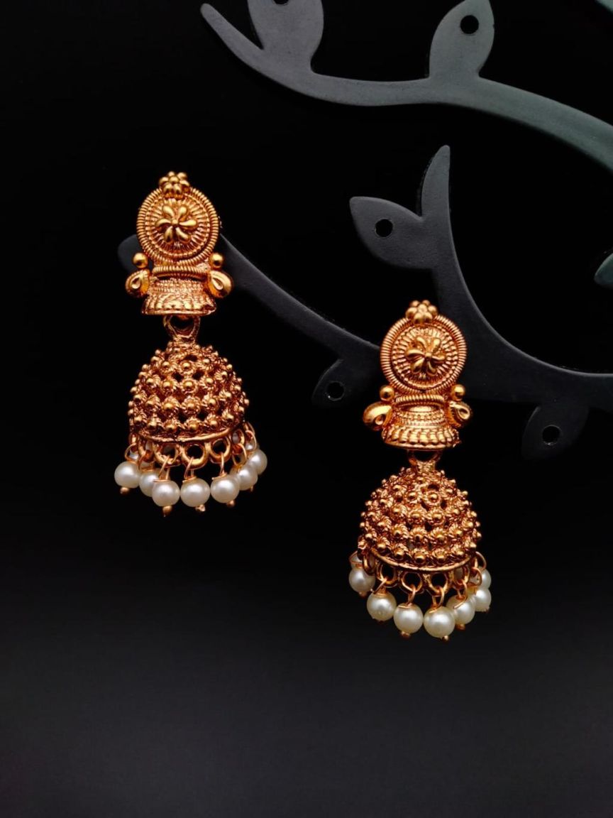 JHUMKA IN POLKI (GOLD POLISH) STYLE | DESIGN - 89019