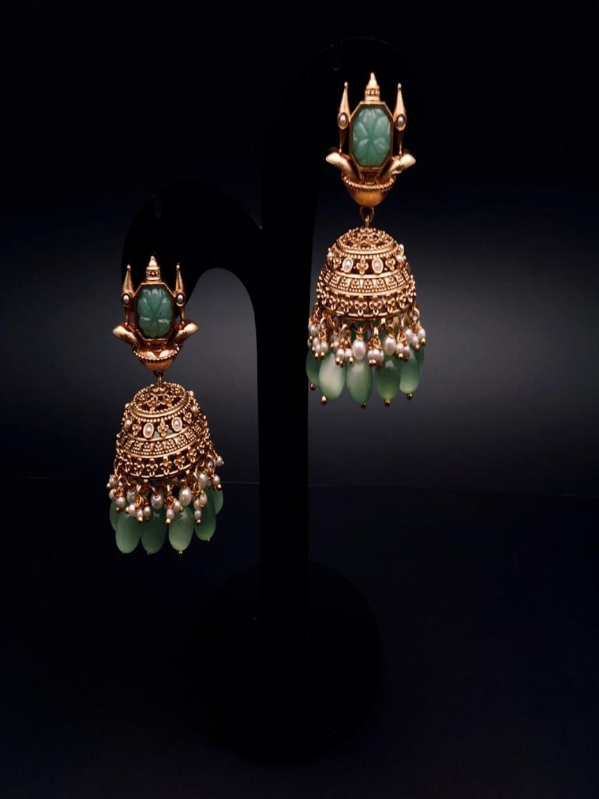 JHUMKA IN POLKI (GOLD POLISH) STYLE | DESIGN - 89024