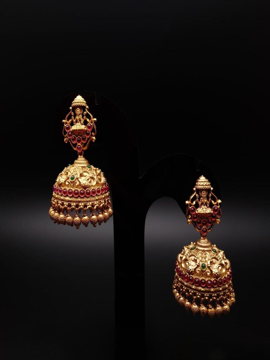 JHUMKA IN POLKI (GOLD POLISH) STYLE | DESIGN - 89025