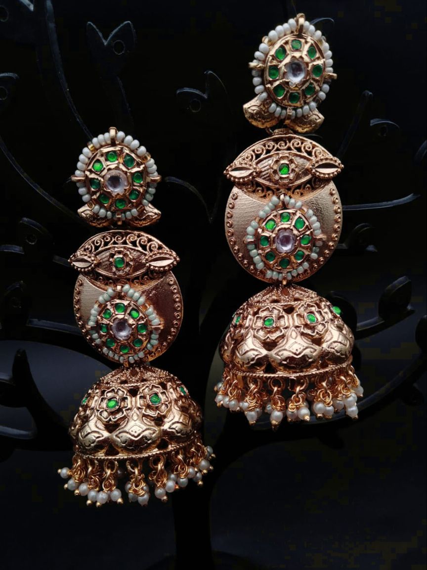JHUMKA IN POLKI (GOLD POLISH) STYLE | DESIGN - 89027