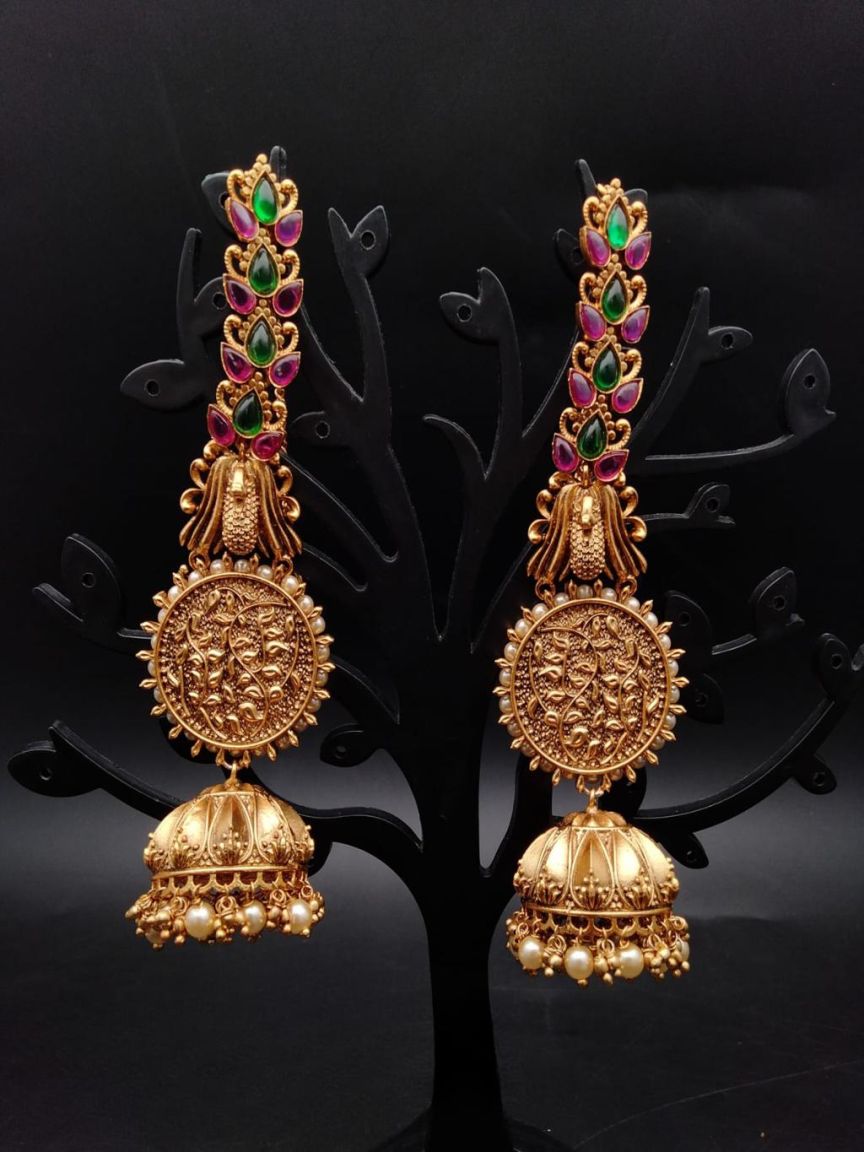 JHUMKA IN POLKI (GOLD POLISH) STYLE | DESIGN - 89030