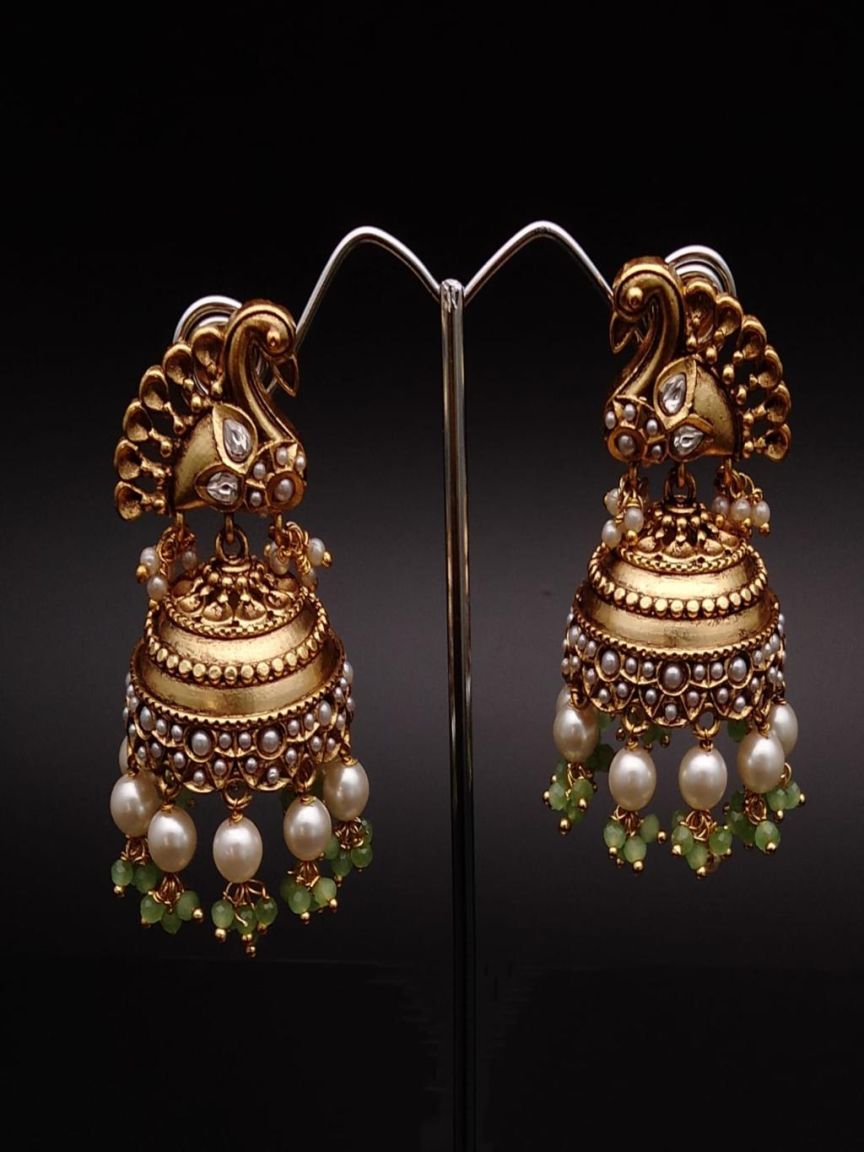 JHUMKA IN POLKI (GOLD POLISH) STYLE | DESIGN - 89031