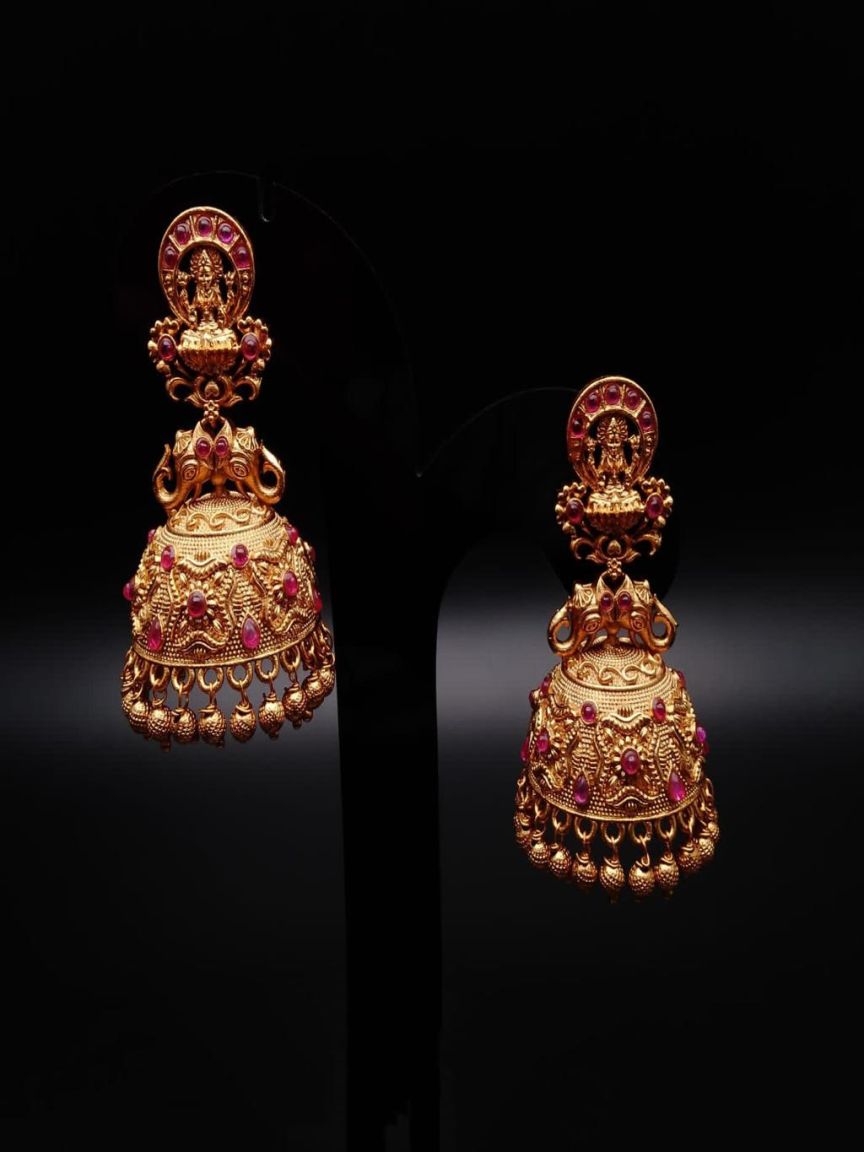 JHUMKA IN POLKI (GOLD POLISH) STYLE | DESIGN - 89032
