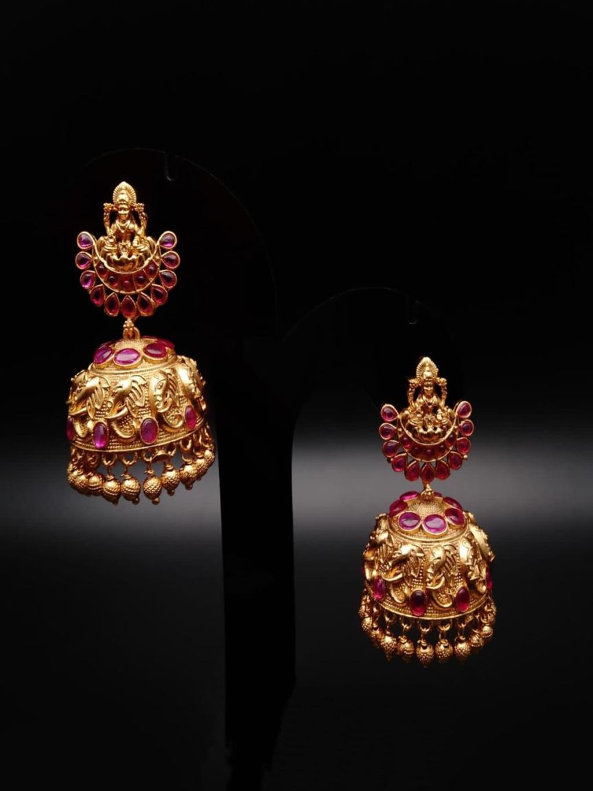 JHUMKA IN POLKI (GOLD POLISH) STYLE | DESIGN - 89043