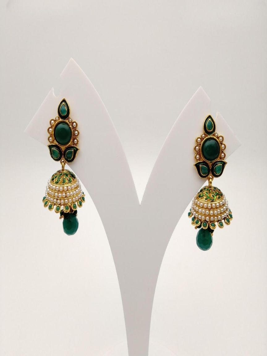 JHUMKA IN POLKI (GOLD POLISH) STYLE | DESIGN - 89048