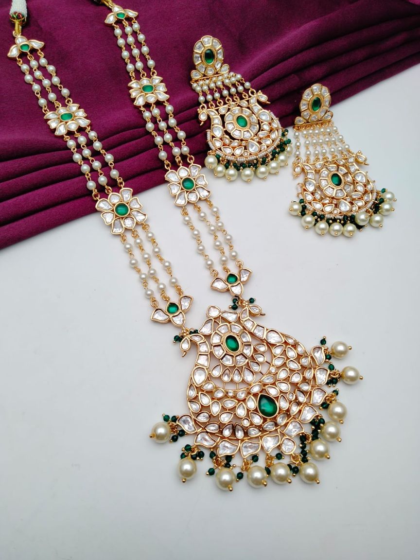 LONG SET IN KUNDAN (VILANDI) STYLE | DESIGN - 28067