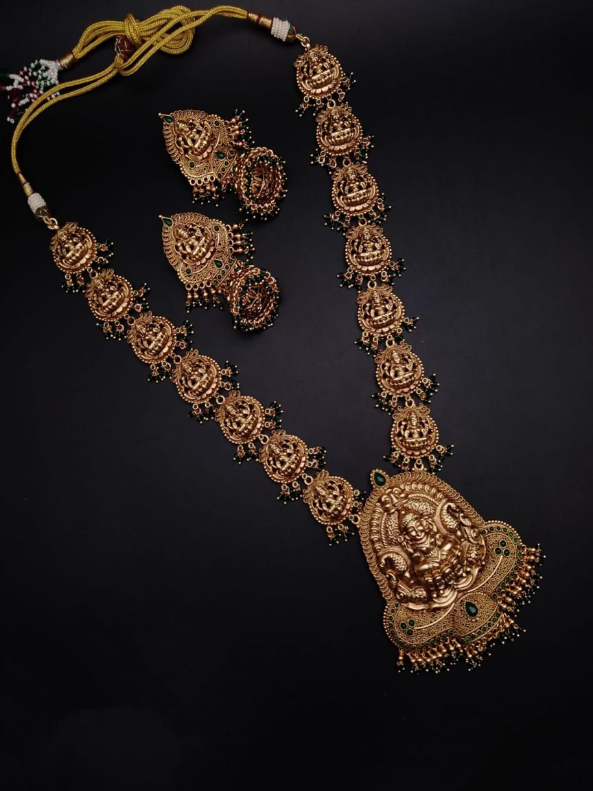 LONG SET IN POLKI (GOLD POLISH) STYLE | DESIGN - 10373