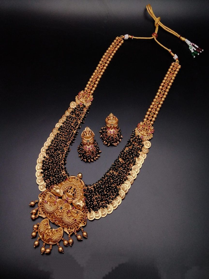 LONG SET IN POLKI (GOLD POLISH) STYLE | DESIGN - 10433