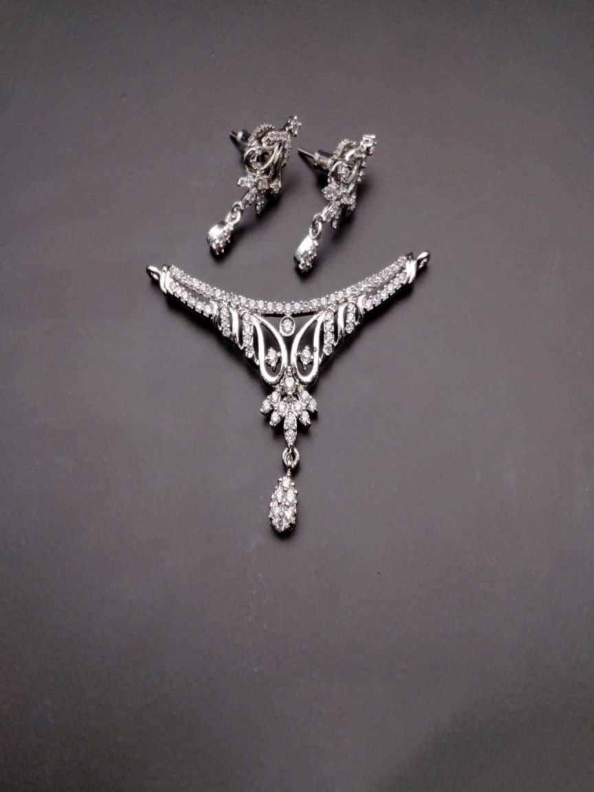 MANGALSUTRA PENDANT IN AMERICAN DIAMOND JEWELLERY STYLE | DESIGN - 42056