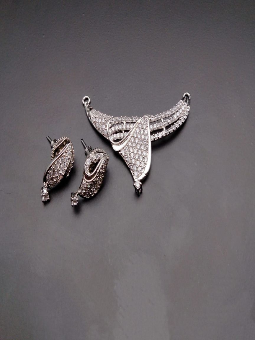 MANGALSUTRA PENDANT IN AMERICAN DIAMOND JEWELLERY STYLE | DESIGN - 42062