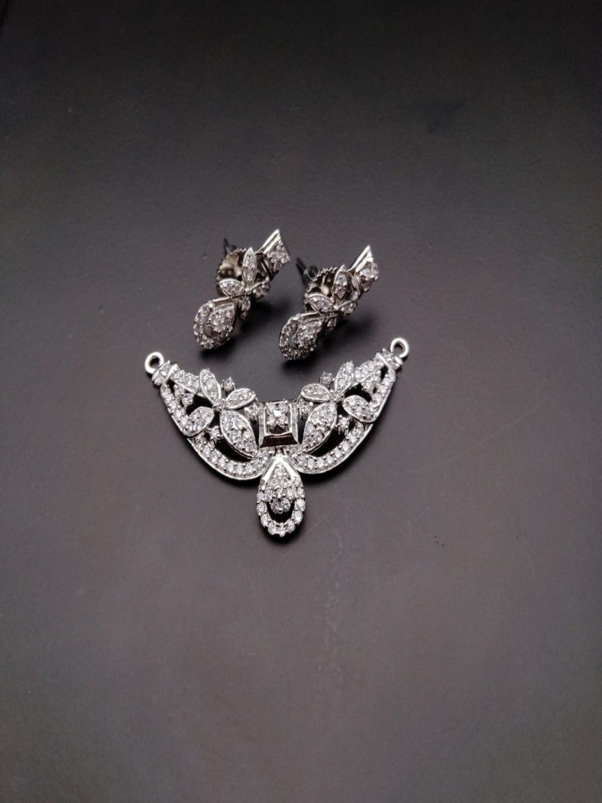MANGALSUTRA PENDANT IN AMERICAN DIAMOND JEWELLERY STYLE | DESIGN - 42063