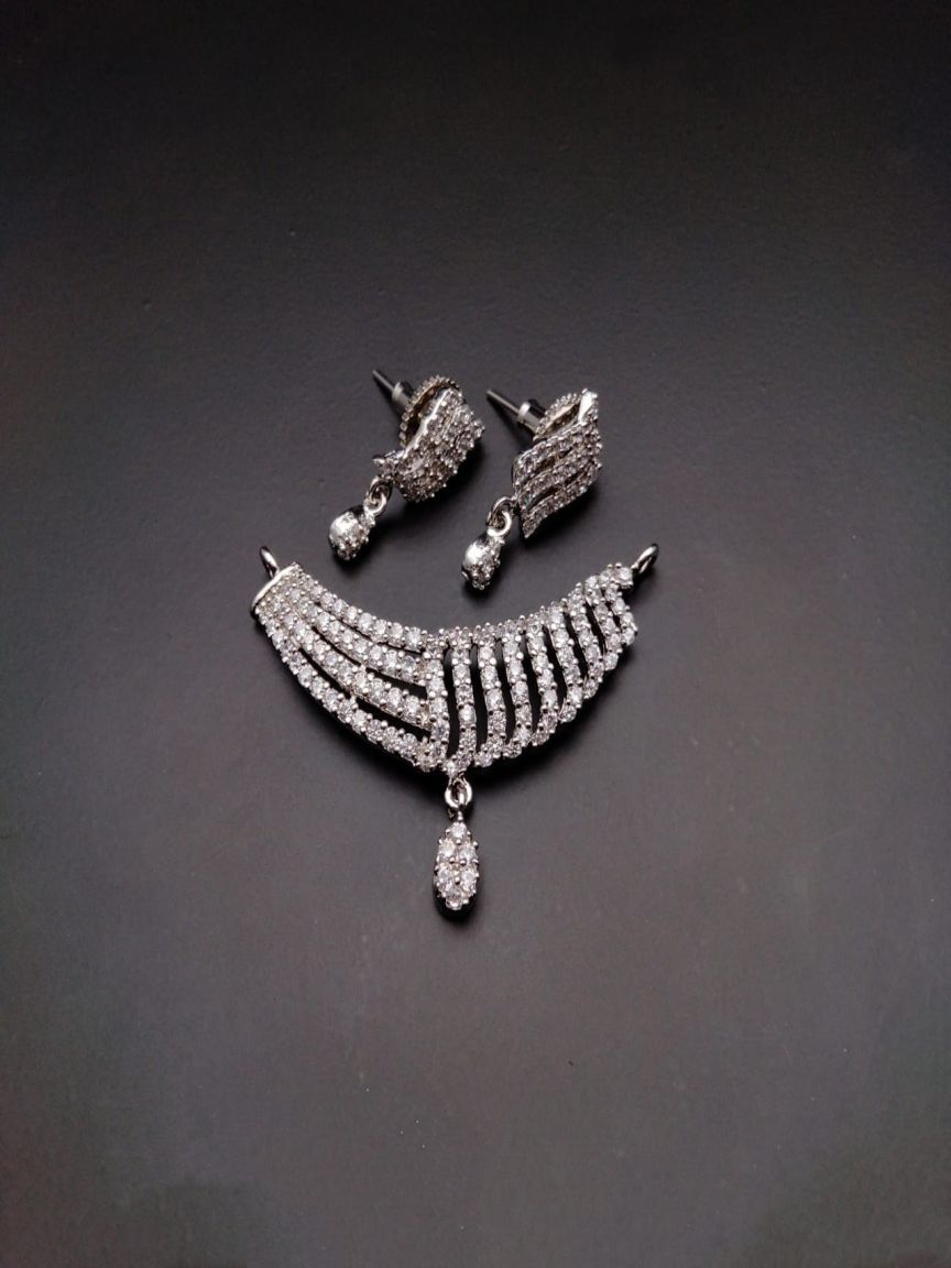 MANGALSUTRA PENDANT IN AMERICAN DIAMOND JEWELLERY STYLE | DESIGN - 42067