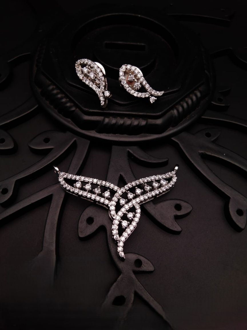 MANGALSUTRA PENDANT IN AMERICAN DIAMOND JEWELLERY STYLE | DESIGN - 42074