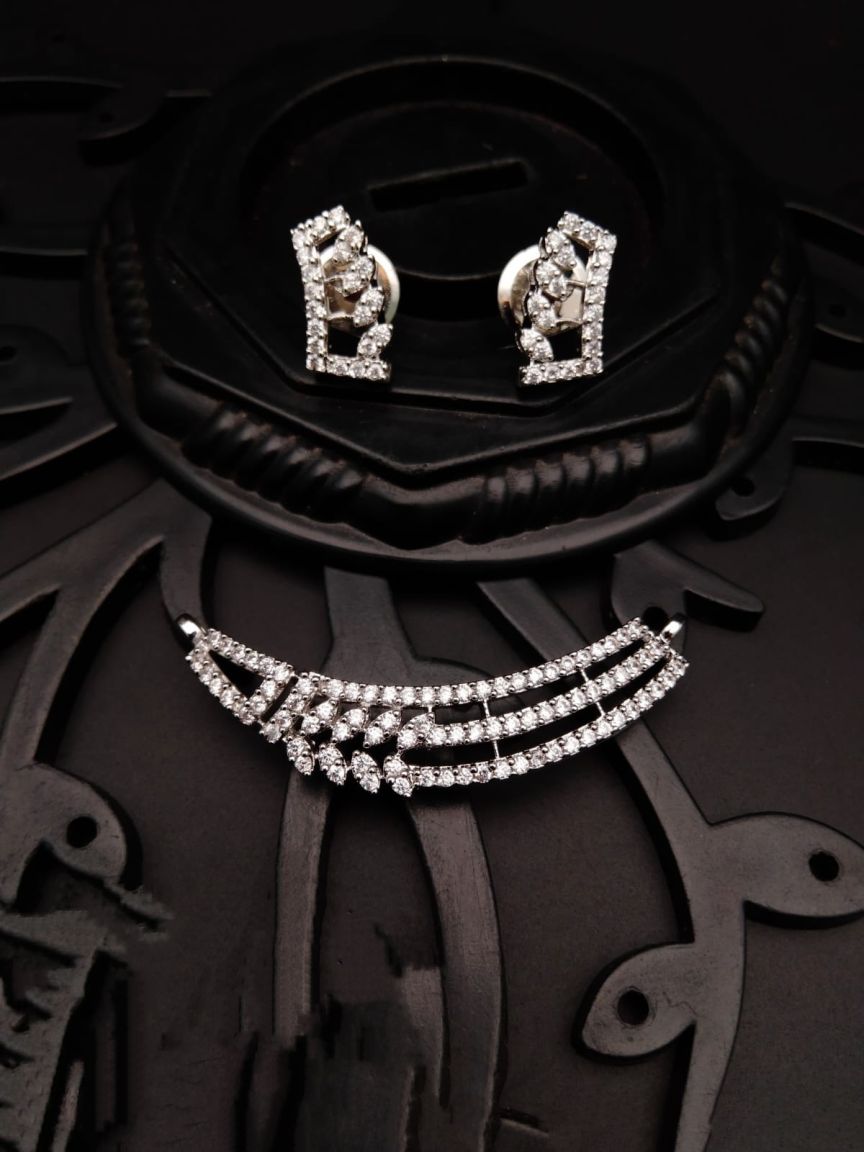 MANGALSUTRA PENDANT IN AMERICAN DIAMOND JEWELLERY STYLE | DESIGN - 42079