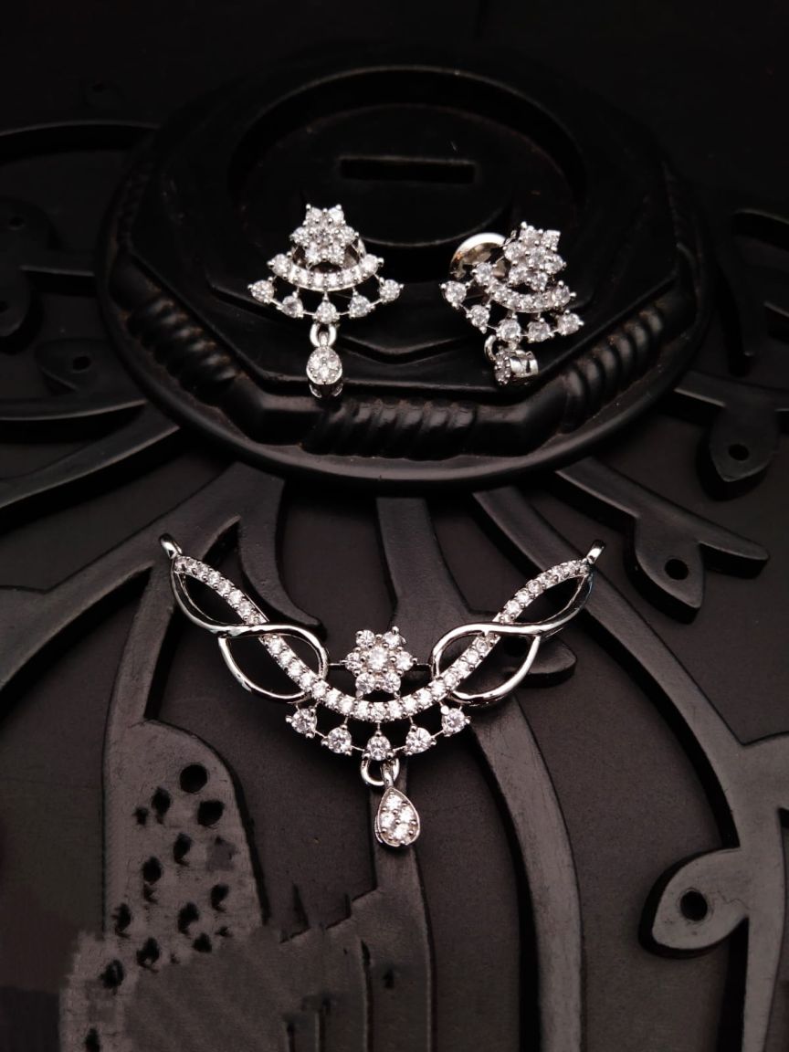 MANGALSUTRA PENDANT IN AMERICAN DIAMOND JEWELLERY STYLE | DESIGN - 42081