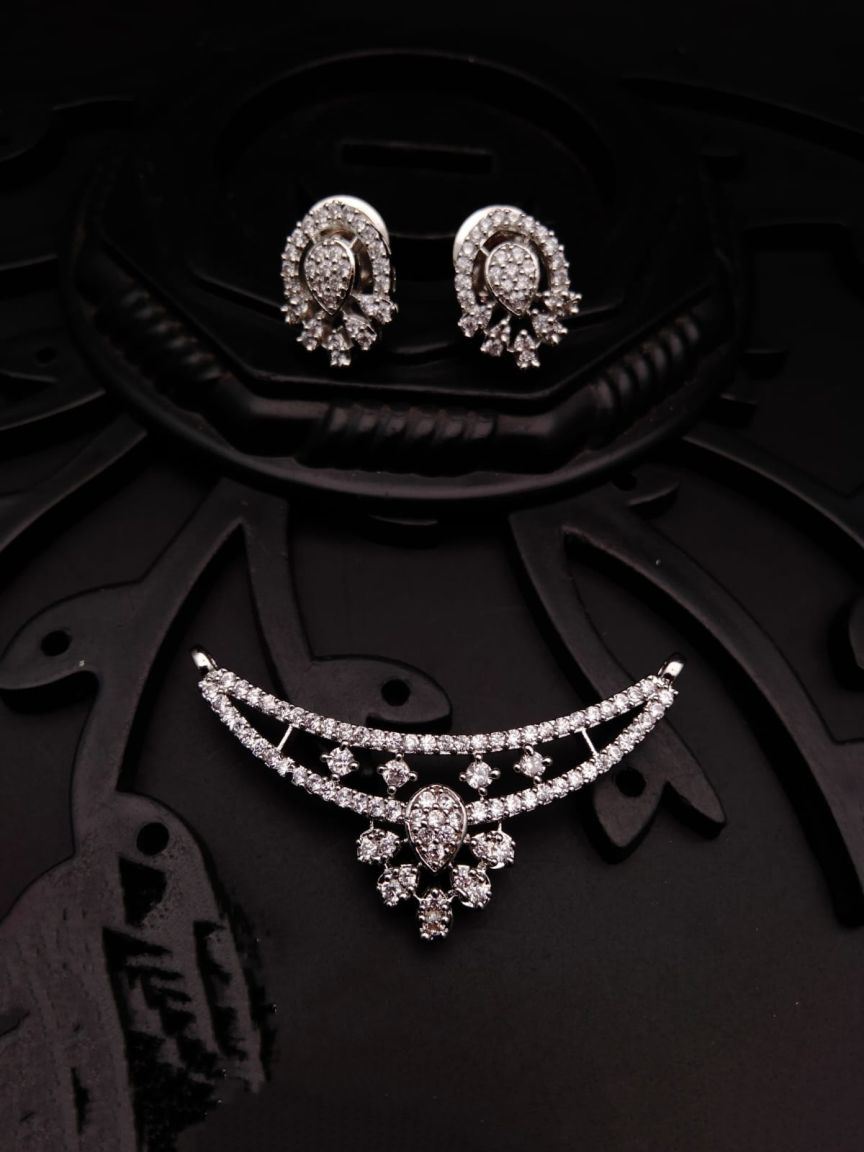 MANGALSUTRA PENDANT IN AMERICAN DIAMOND JEWELLERY STYLE | DESIGN - 42085