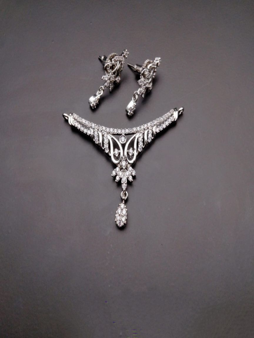 MANGALSUTRA PENDANT IN AMERICAN DIAMOND JEWELLERY STYLE | DESIGN - 42086