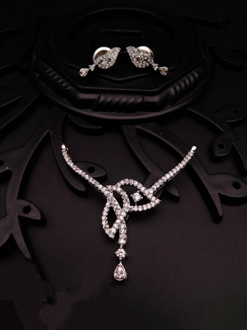 MANGALSUTRA PENDANT IN AMERICAN DIAMOND JEWELLERY STYLE | DESIGN - 42087