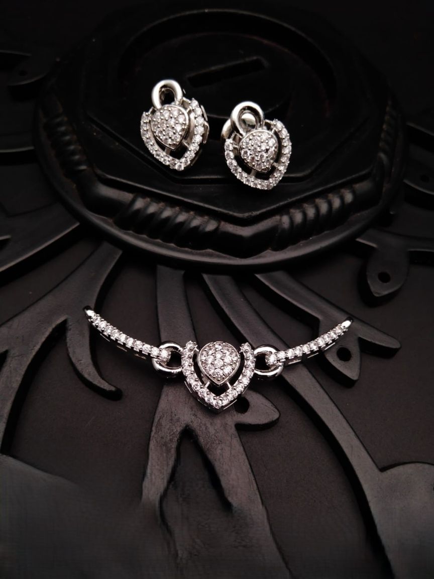 MANGALSUTRA PENDANT IN AMERICAN DIAMOND JEWELLERY STYLE | DESIGN - 42088