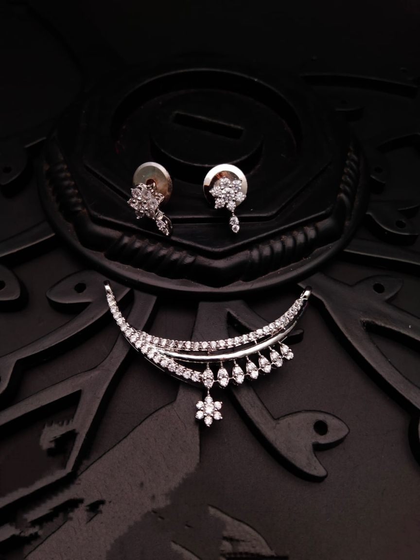 MANGALSUTRA PENDANT IN AMERICAN DIAMOND JEWELLERY STYLE | DESIGN - 42089