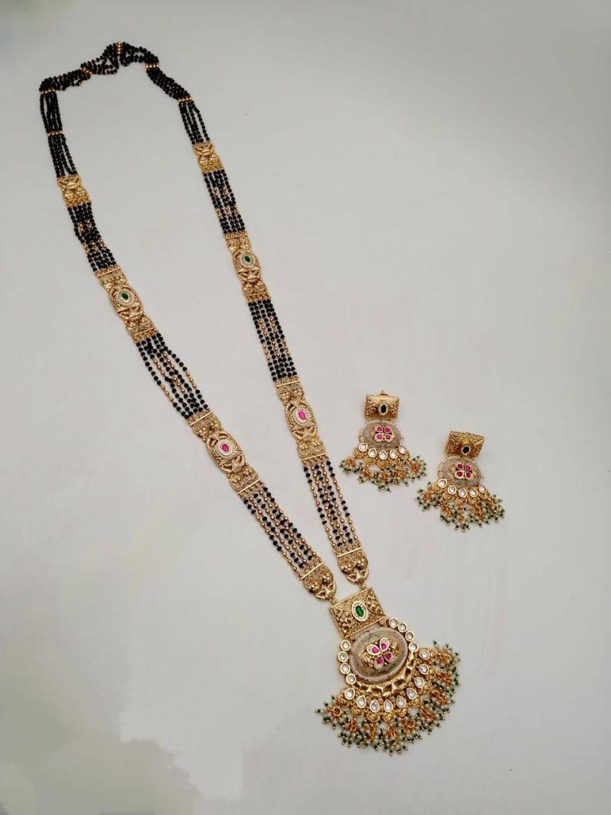 MANGALSUTRA IN POLKI (GOLD POLISH) STYLE | DESIGN - 88007