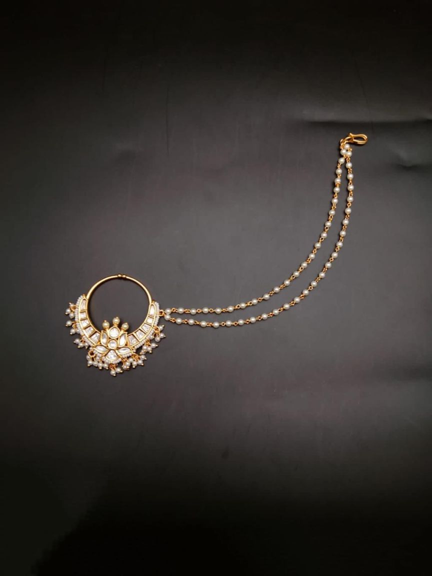 NOSE RING IN KUNDAN (VILANDI) STYLE | DESIGN - 23021