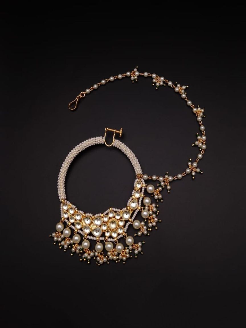 NOSE RING IN KUNDAN (VILANDI) STYLE | DESIGN - 23024