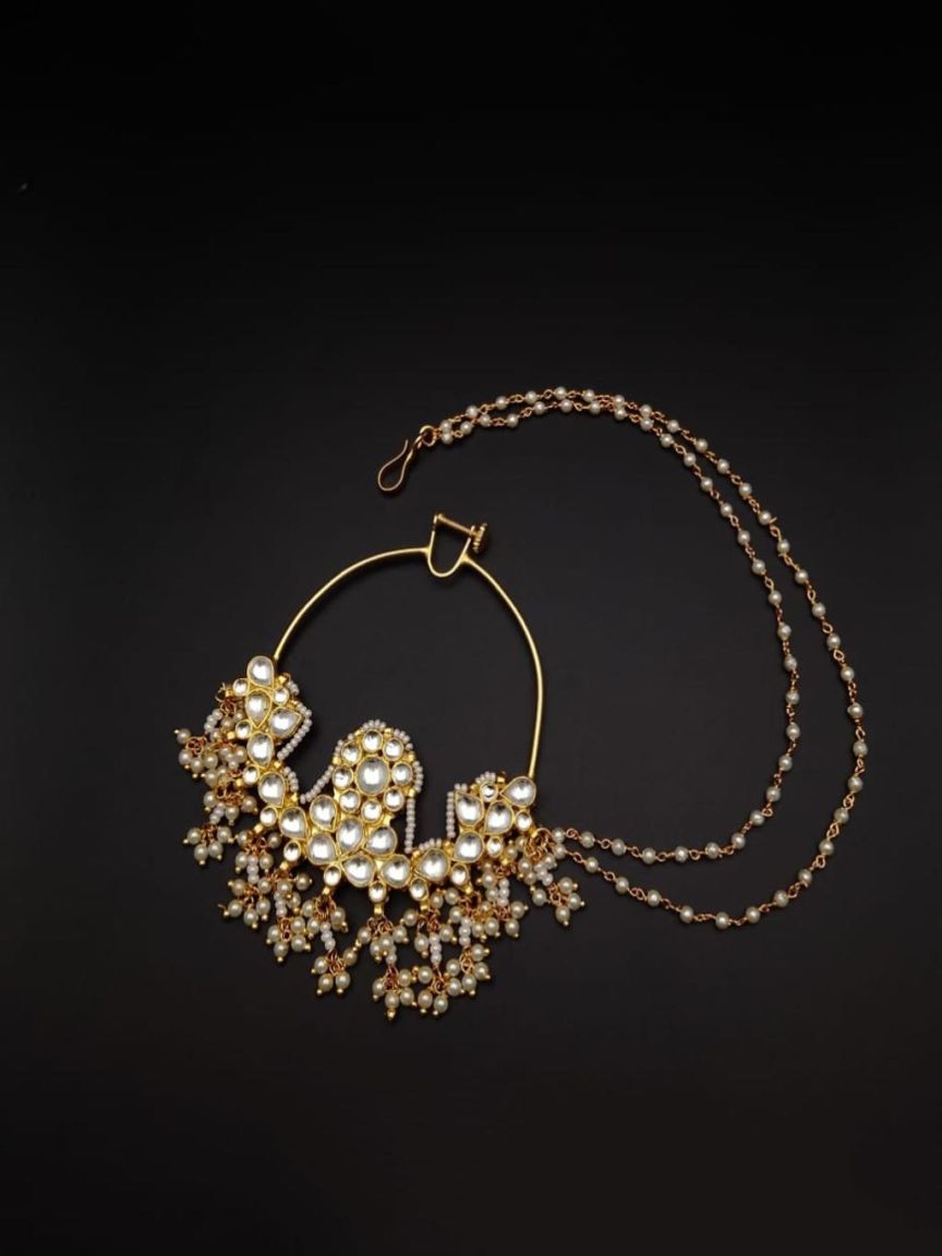 NOSE RING IN KUNDAN (VILANDI) STYLE | DESIGN - 23026