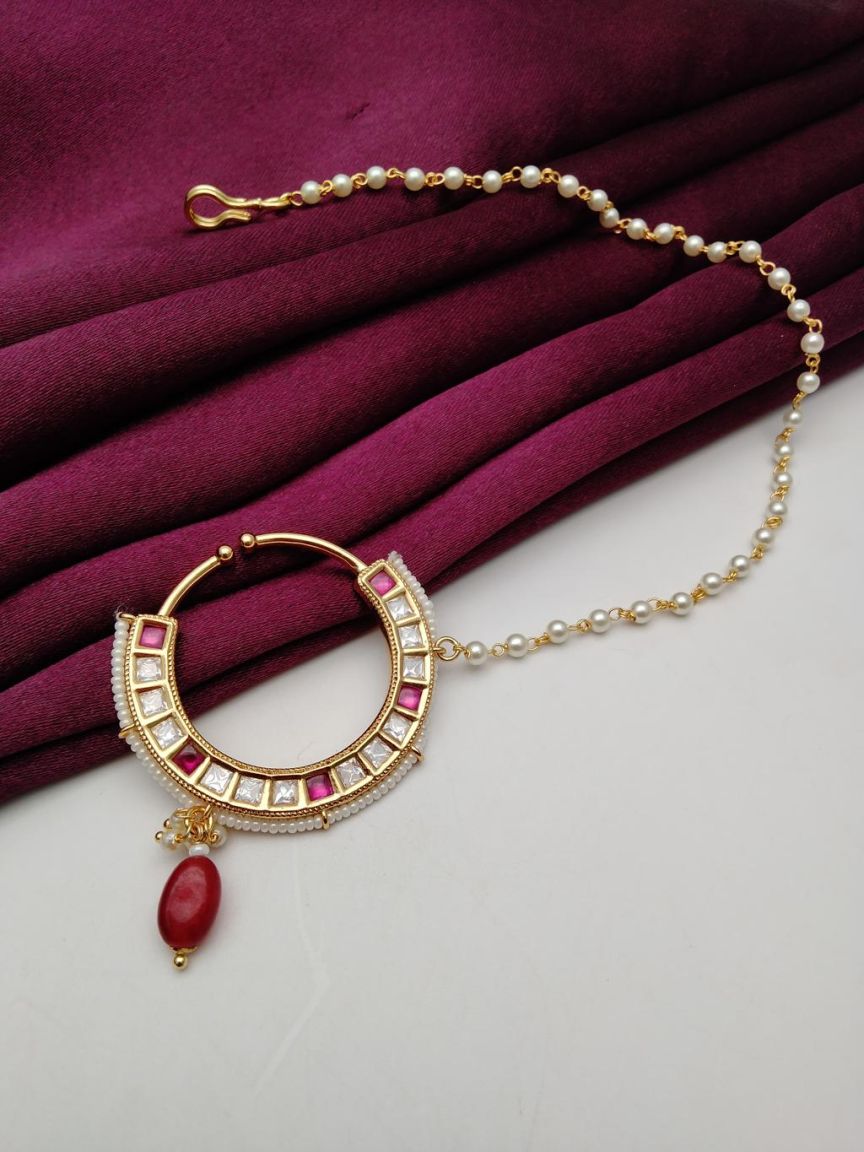 NOSE RING IN KUNDAN (VILANDI) STYLE | DESIGN - 23032