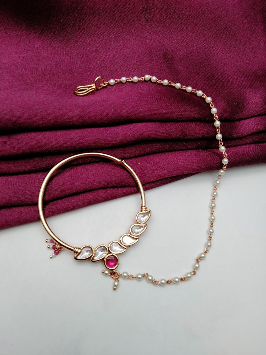 NOSE RING IN KUNDAN (VILANDI) STYLE | DESIGN - 23034