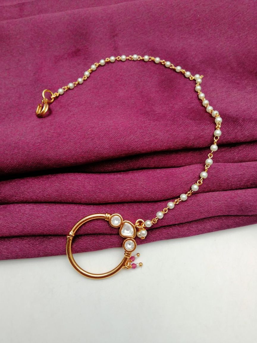 NOSE RING IN KUNDAN (VILANDI) STYLE | DESIGN - 23035